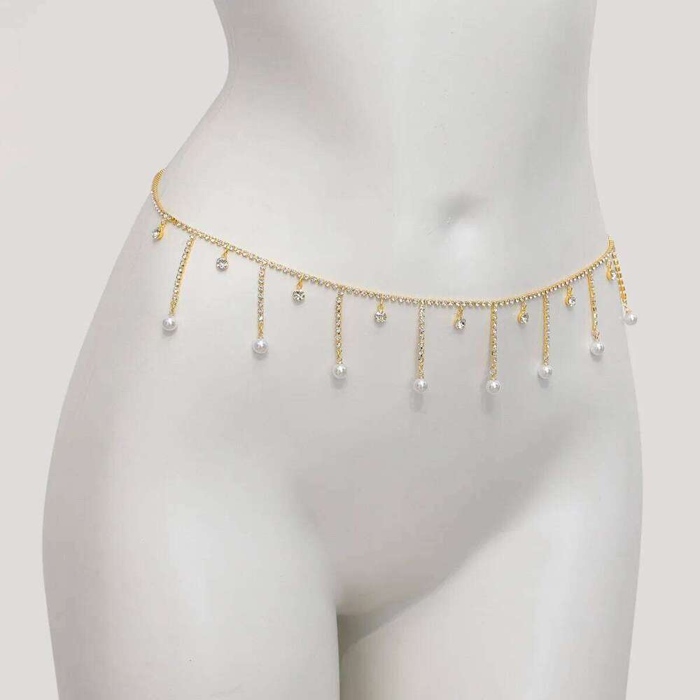 Fashionable tassel pendant single-layer rhinestone waist sexy spicy girl body chain jewelry X260209