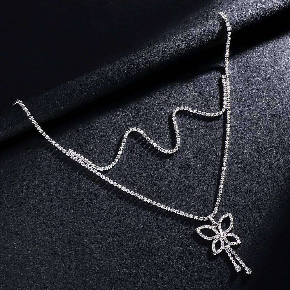 Stonefans Double Layer Rhinestone Butterfly Waist Chain Y2K Accessories Sexy Belly Bikini Body Chains Lingerie Jewelry for Women X260209