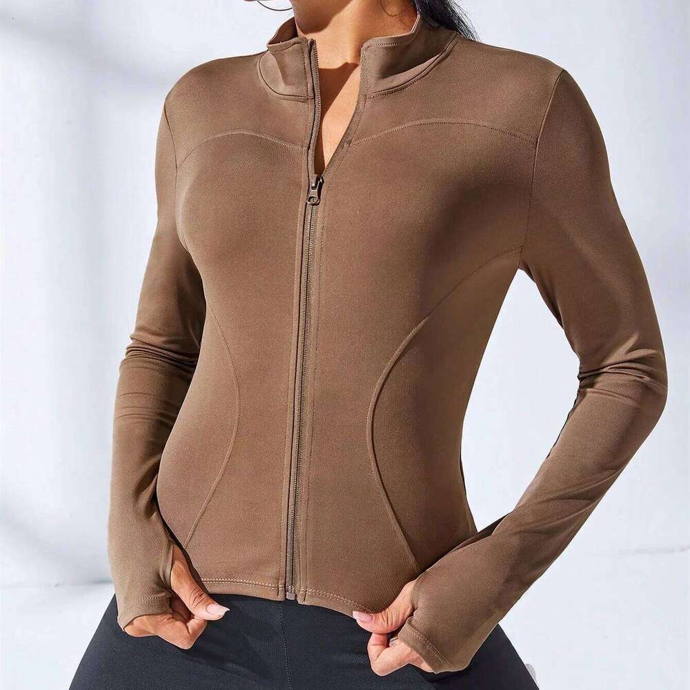 Slim Tracksuit Workout Top Female Training s Zipper Long Sleeve Yoga Running Sports Coat 26Y0209