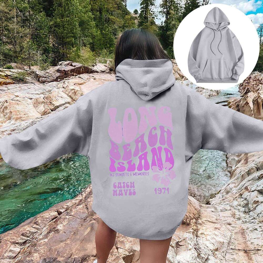 Hoodie Solid Color Letter Print Long Sleeve Street Style Women's Sweatshirt Milk Silk Polyester Fabric Long Sleeve Hip Hop Sweatshirt Womans Hood