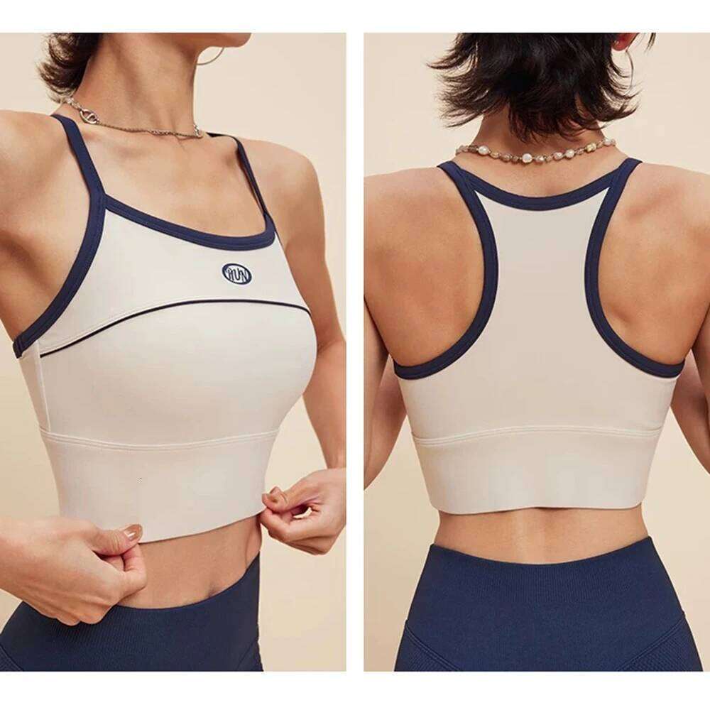 Women's Color Block Sports - Racer Yoga Top with Built-in Support, Thin Strap Workout Bra for Gym 26Y0209