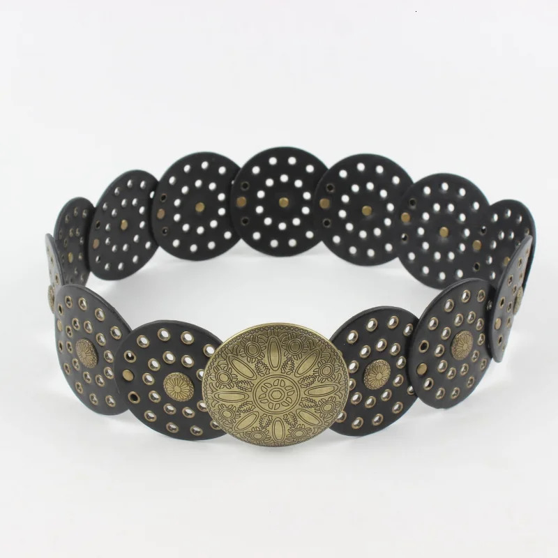 European and American fashion belt hollow-out patchwork womens belt unique vintage-style belt Western cowboy style 260124