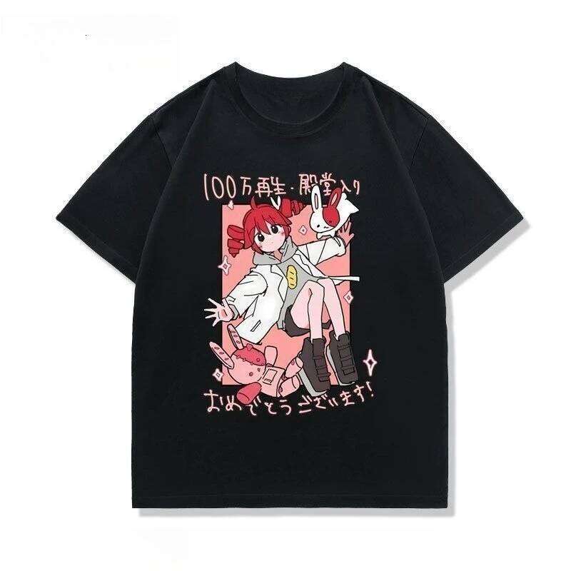 Kasane Teto Short Sleeve T-shirt Summer Cosplay Costume Casual Student Loose Tops Breathable Top X260209