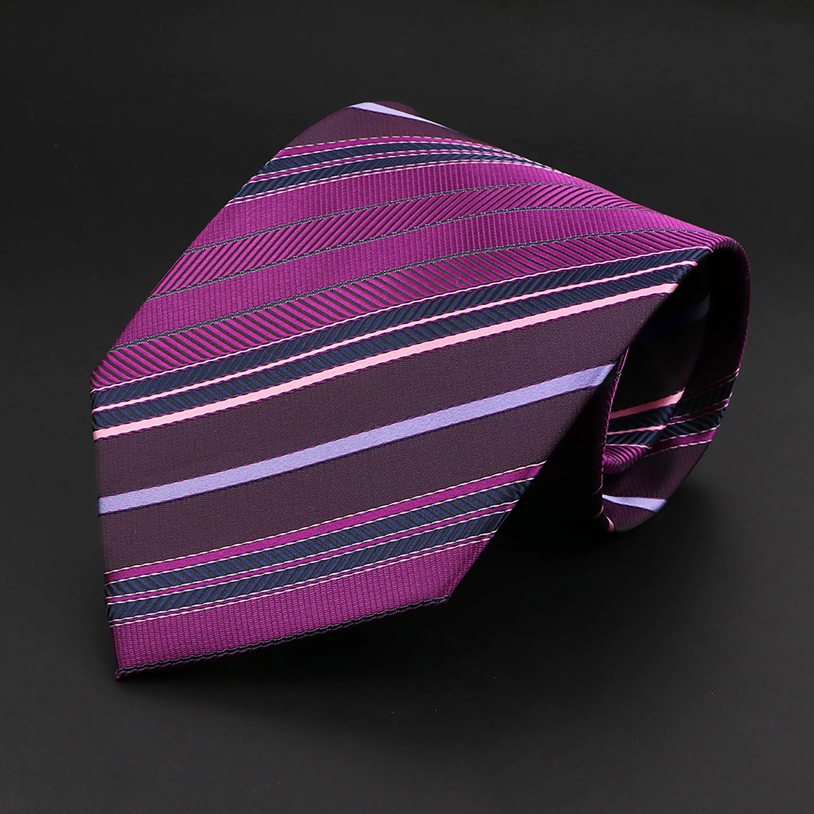 Men Classic Striped 8/9cm Ties Purple Blue Pink Thin Summer Jacquard Necktie Fit Wedding Party Office Daily Wear Cravat Suit Tie 260208