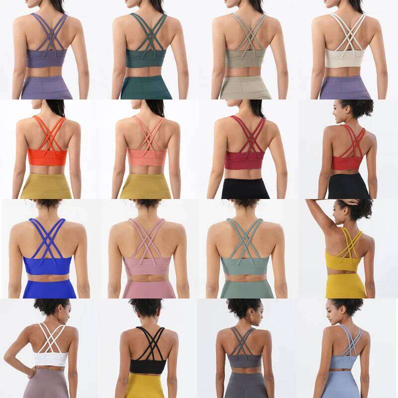 SOISOU Women Cropped Bralette Gym Yoga Sports Cross Sexy Female Bra Breathable Top Women's Underwear 25 Colors 26Y0209