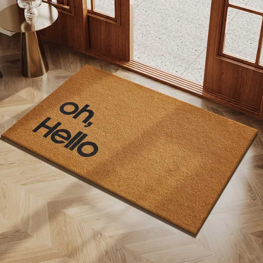 Imitation Coconut Palm Entrance Carpet Brown Flannel Floor Mat Entrance Hall Non Slip Door Rug Entrance Door Carpet S260207