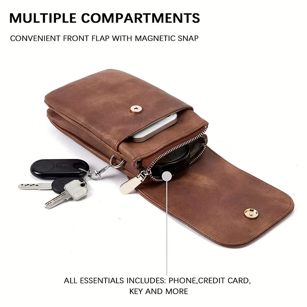 Fashionable and minimalist PU leather womens crossbody bag mobile phone change small single shoulder c 260208