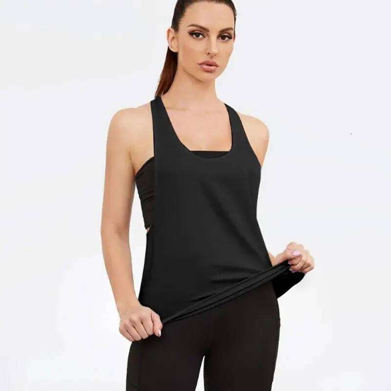 Women's Smock Fitness T-shaped Quick Drying Slim Sleeveless Running Sports Vest 26Y0209