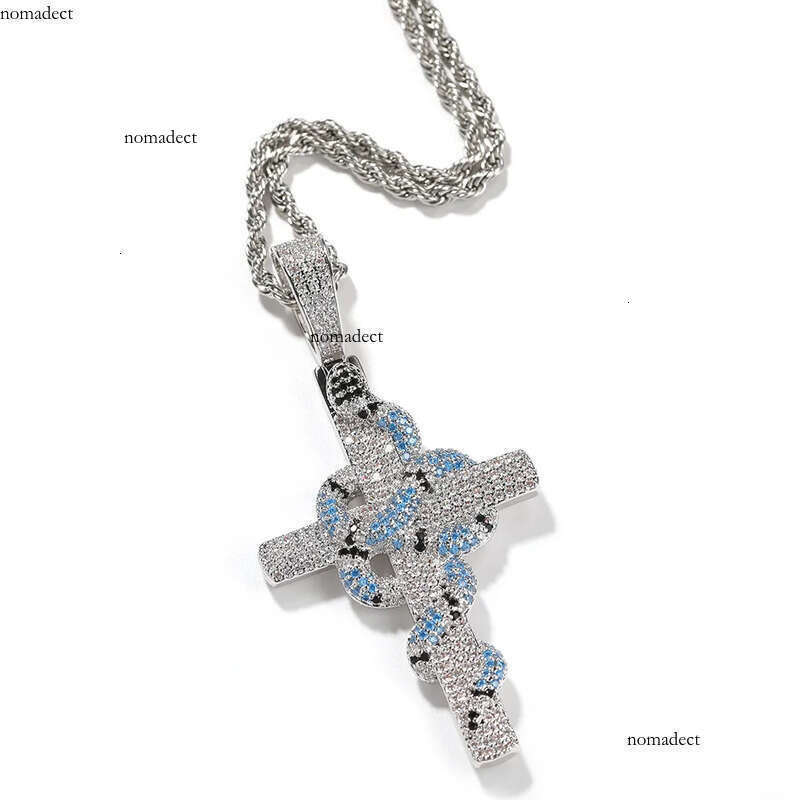 Iced Out Cross Necklaces Retro Snake Pendant Fashion Mens Hip Hop Necklace Jewelry f5