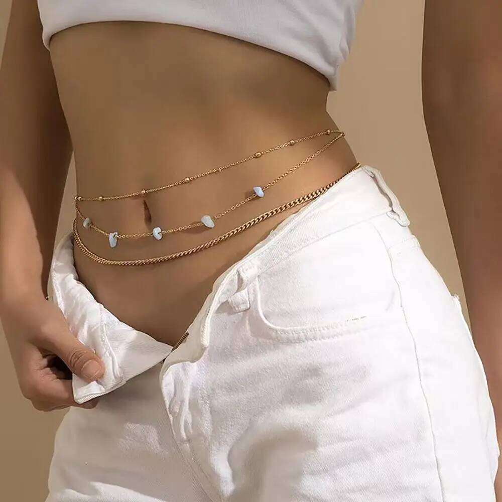 1Pcs Metal Alloy Rhinestone Waist Gold Multilayer Butterfly Shell Tassel Pendant Waistband Crystal Belly Body Chain X260209