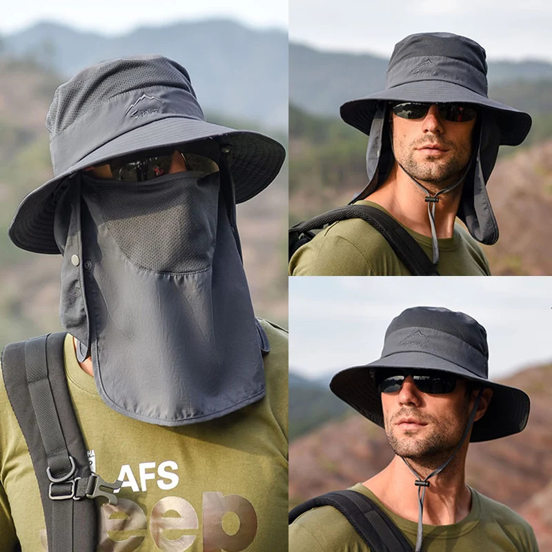 Fishermans hat male sun hat summer outdoor quick drying sun hat fishing breathable sun hat female face mask hat 260204