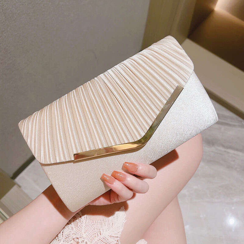 New Satin Evening Banquet Clutch Crossbody Women S Socialite Pleated High End Envelope Bag