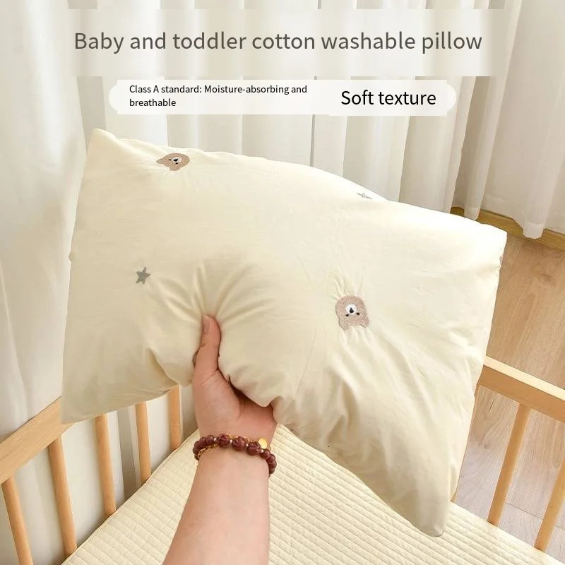 4025cm born Baby Pure Cotton Pillow Baby Kindergarten Childrens Nap Breathable Buckwheat Pillow Removable Pillowcase 260124