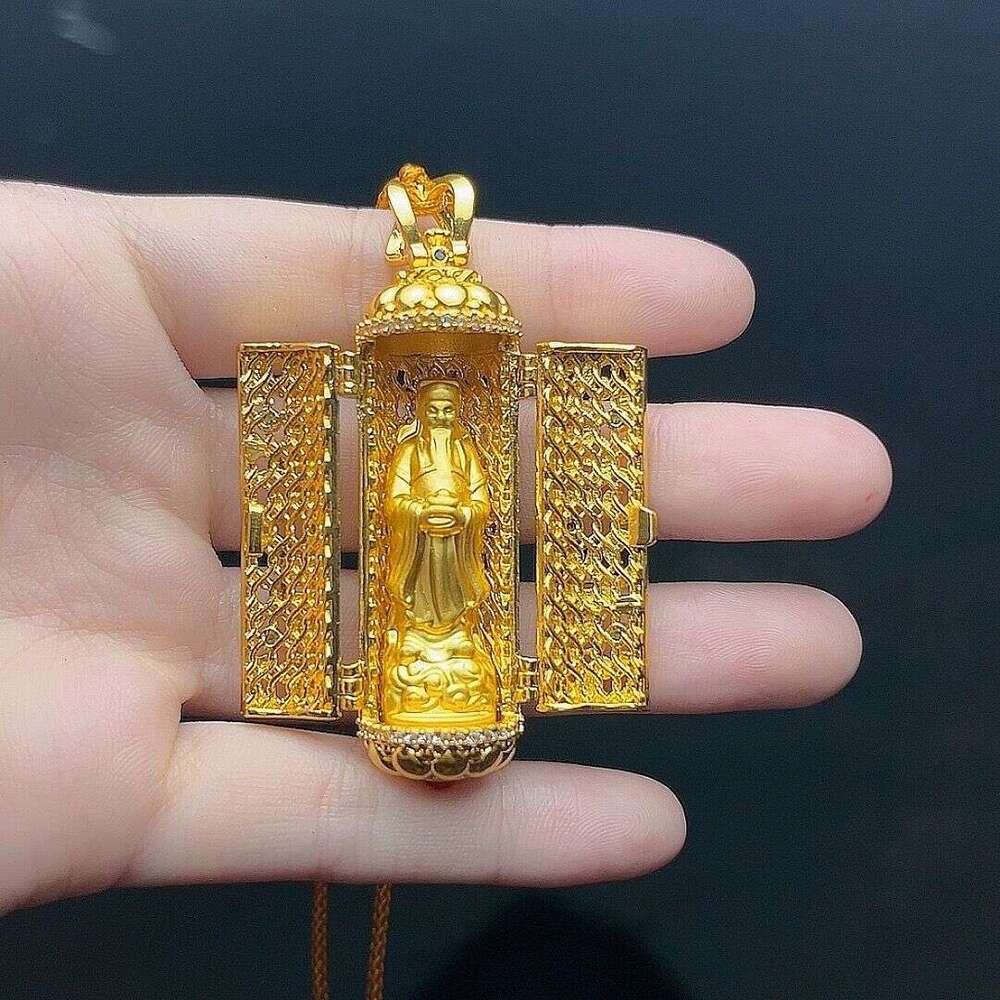 Fortune God New Chinese Wealth-Attracting Necklace, Inlaid With Diamonds, Openable Portable Ancient Pendant, Niche National Style