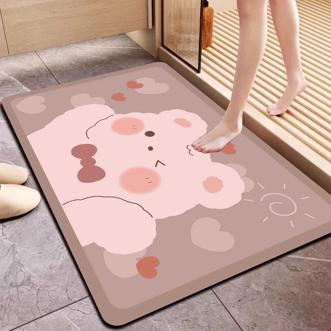 Diatomaceous Earth Cartoon Cute Absorbent Mat Bathroom Mat Non-Slip Quick-Dry Door Mat Washroom Foot Mat S260207