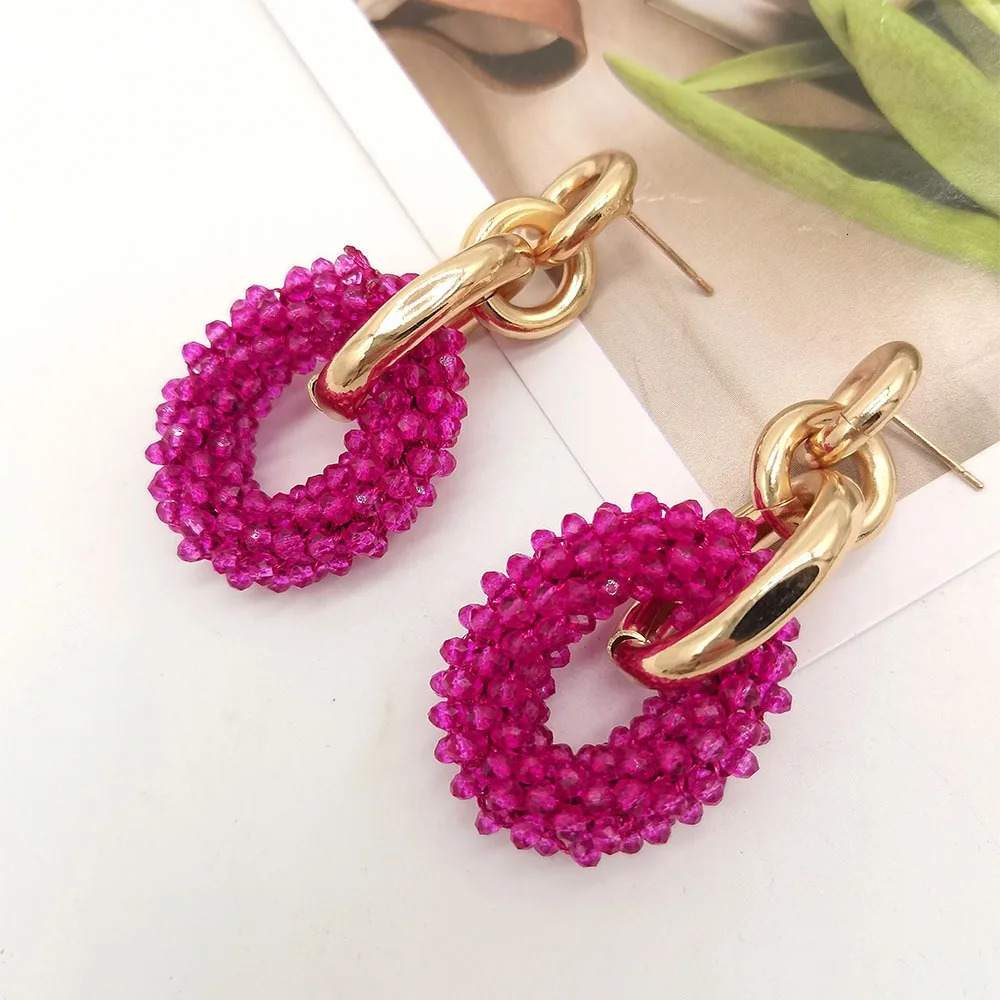 in Vintage jewellery earring Bohemian handmade Womens earrings for girls dangle jewelry rice beaded round hoops 260120