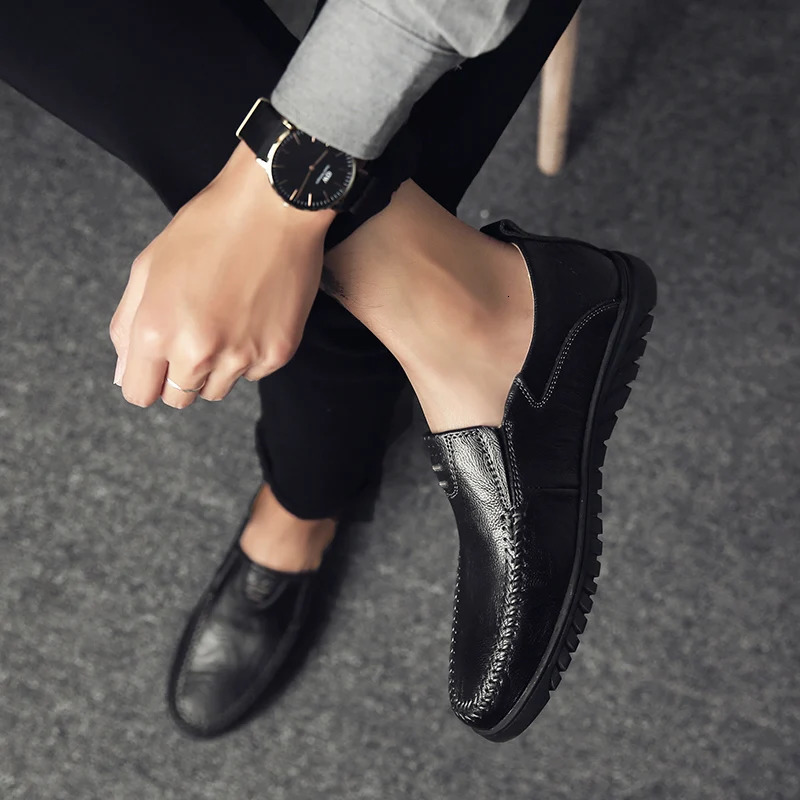 Mens Fashionable Plain Color Slip on Loafers Casual Comfortable Soft Sole Nonslip Shoes Allmatch for Work 260126