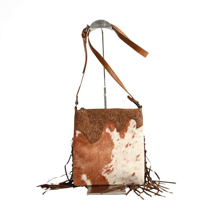 Totebag Shoulder ROSE NOIRE Bohemian New Vintage Embossed Small Square Horsehair Crossbody PU Cross Border Tassel Women S Bag Wholesale