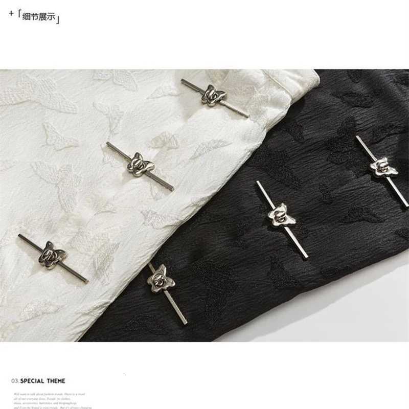 Spring Autumn Chinese Style Stand Collar Vintage Butterfly Buckle Shirt Male Loose Casual Jacquard All-match Blouse Hombre Tops C260209