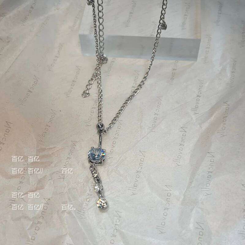 Women Sexy Rhinestone Dangle Belly Navel Piercing Ring Body Waist Chain Button Summer Beach Jewelry X260209