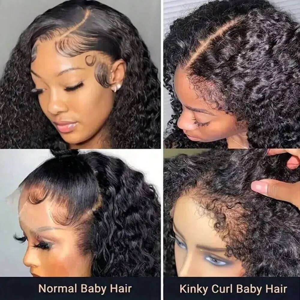 Jerry Curly Front Human Wig Brazilian Pre Plucked Baby Hair To Ear HD Lace Natural Color Full Edges Look SHXI