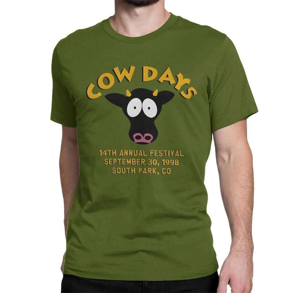 Men Women Cow Days '98 T Shirts Southparks Pure Cotton Clothes Funny Short Sleeve Crewneck Tee Shirt Gift Idea T-Shirt X260209