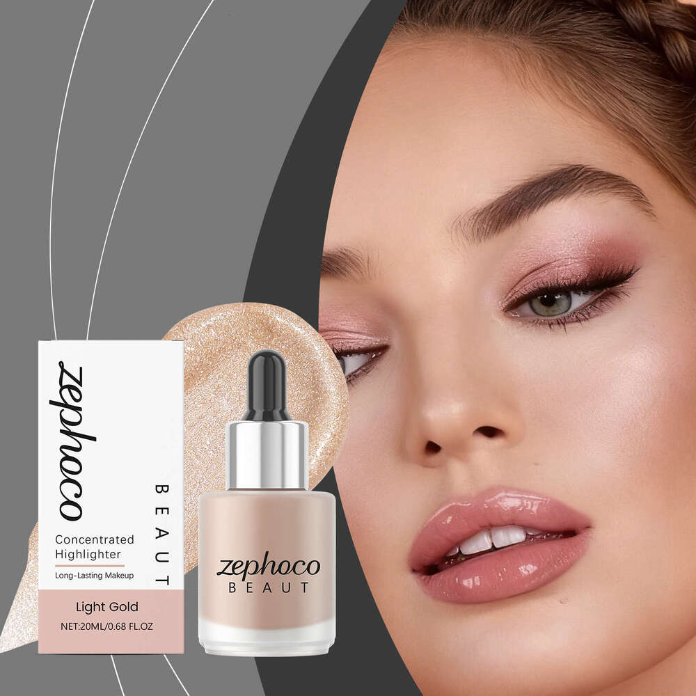 Zephoco Light gold Concentrated Highlighter Liquid, Delicate Effect, Colorful and Easy to Apply, Daily Face Makeup