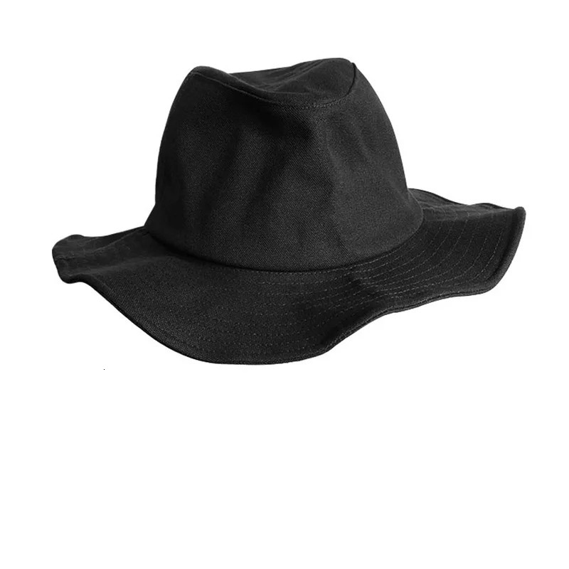 UMI MAO Large Head Circumference Black Fisherman Hat Yamamoto Thin Wide Brim Hat Breathable Sun Protection Wide Brim Bucket Hat 260208
