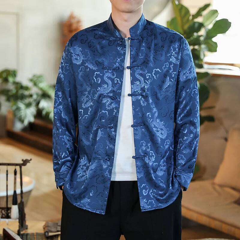 Mardi Hefxessdr Men s Modern Fashion Style Asian Tang Suit Dragon Shirt Kung Fu Coat Chinese Traditional Clothing Hanfu