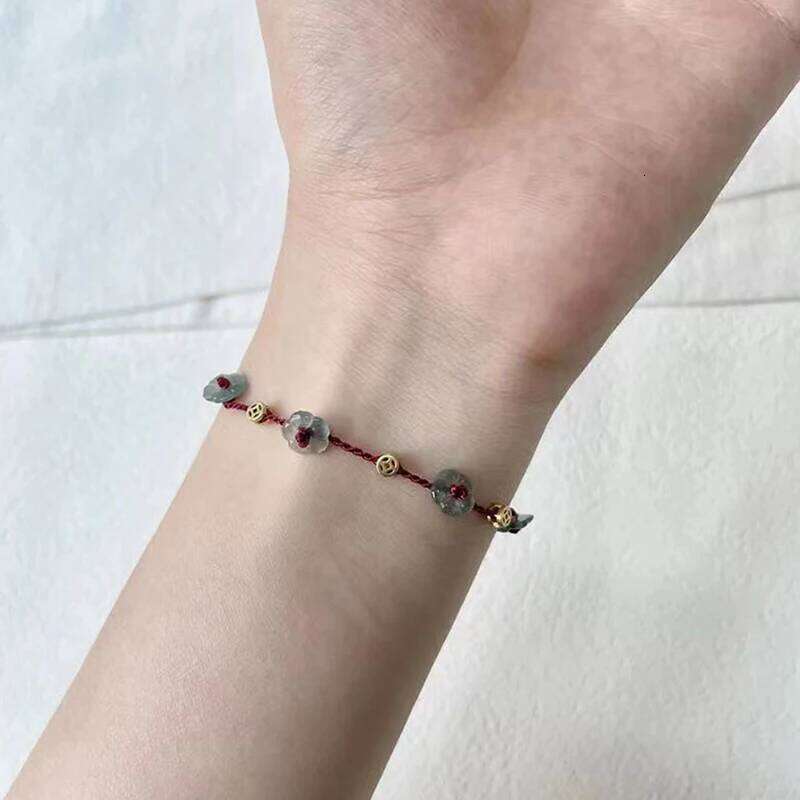 Bracelet Handmade Red Rope with copper cash Flower Beads Chinese Style for Fortune Protection and Special Occasion Gift High Quality Texture