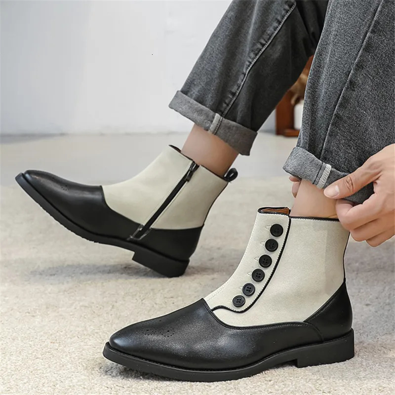 High Tops Winter Fashion Mixed Colors Patchwork Ankle Boots Mens Casual Shoes Zapatos Hombre 260208