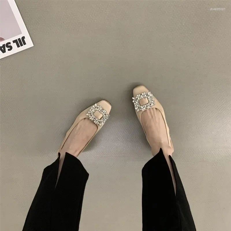 Sandals Ladies Summer Style Luxury Designer Sexy Square Toe High Heels 2026 Elegant Slip On Party Flats Ballet Casual Women