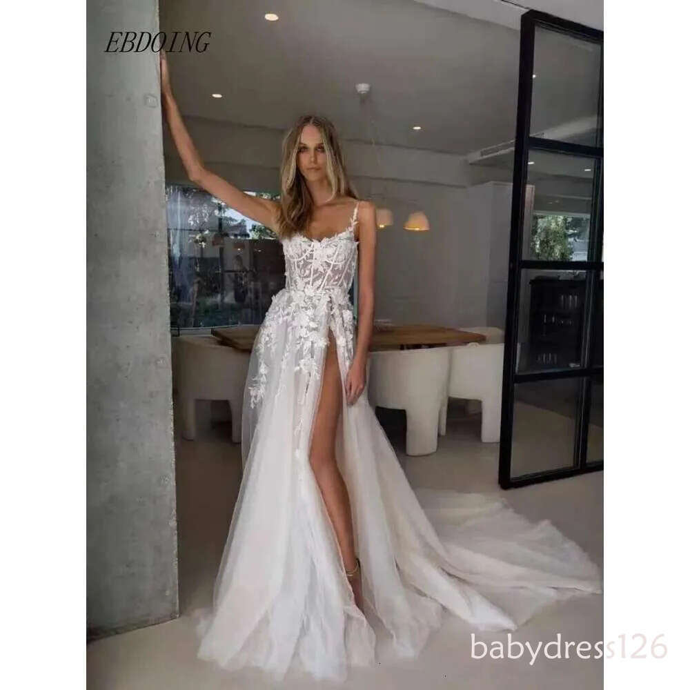 Newest wedding a ha dear neckline sleeveless straps spaghetti with custom division novias dresses