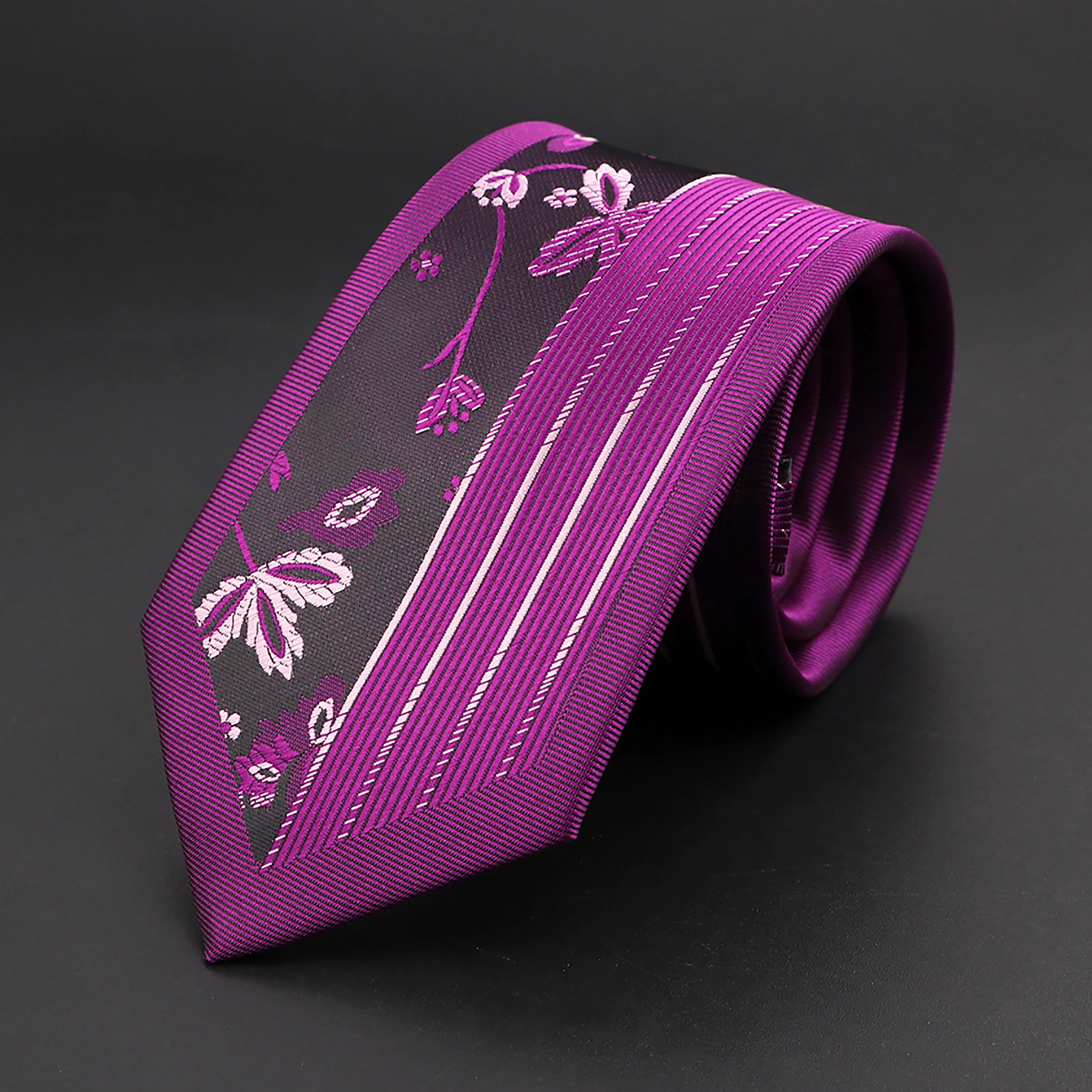 Slim Ties For Men Luxurious Splicing Creative Gravata Fashion Narrow Skinny Purple Black Cravat Wedding Party Groom Gift 260208