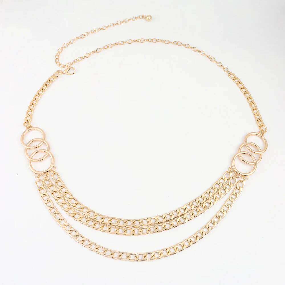 Sexy women's Three layers of metal chain personality circle hollow waist decorated with elegant banquet accessories X260209