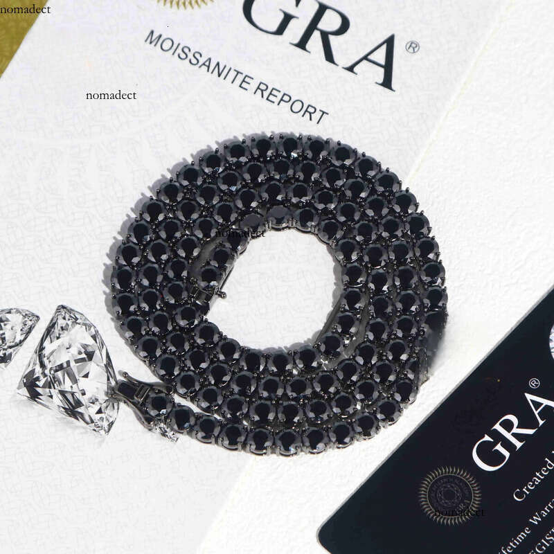 Hot Selling Black Cuban Link Bracelet Necklace 2mm to 6.5mm GRA Certificate Moissanite Tennis Chain S Solid Sier 69