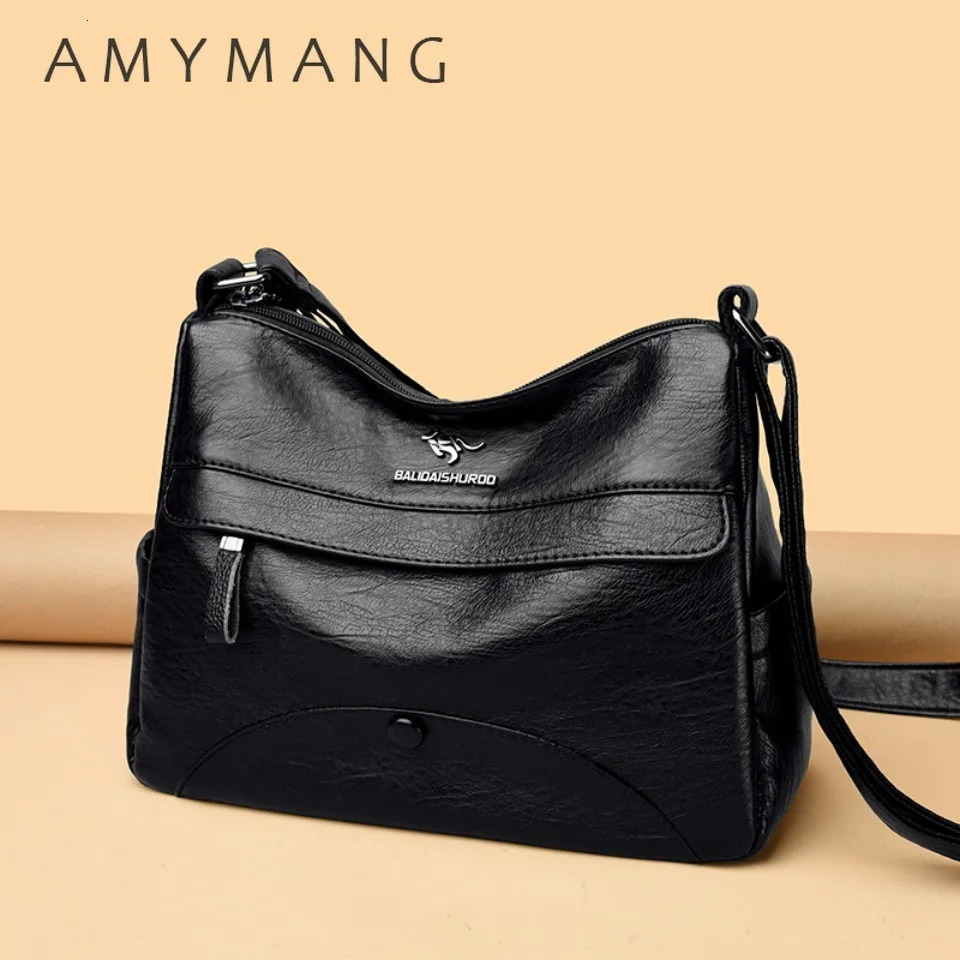 Two Layer Shoulder Bags Solid Color Top Quality Soft PU Leather Crossbody for Women Sac A Main 260208