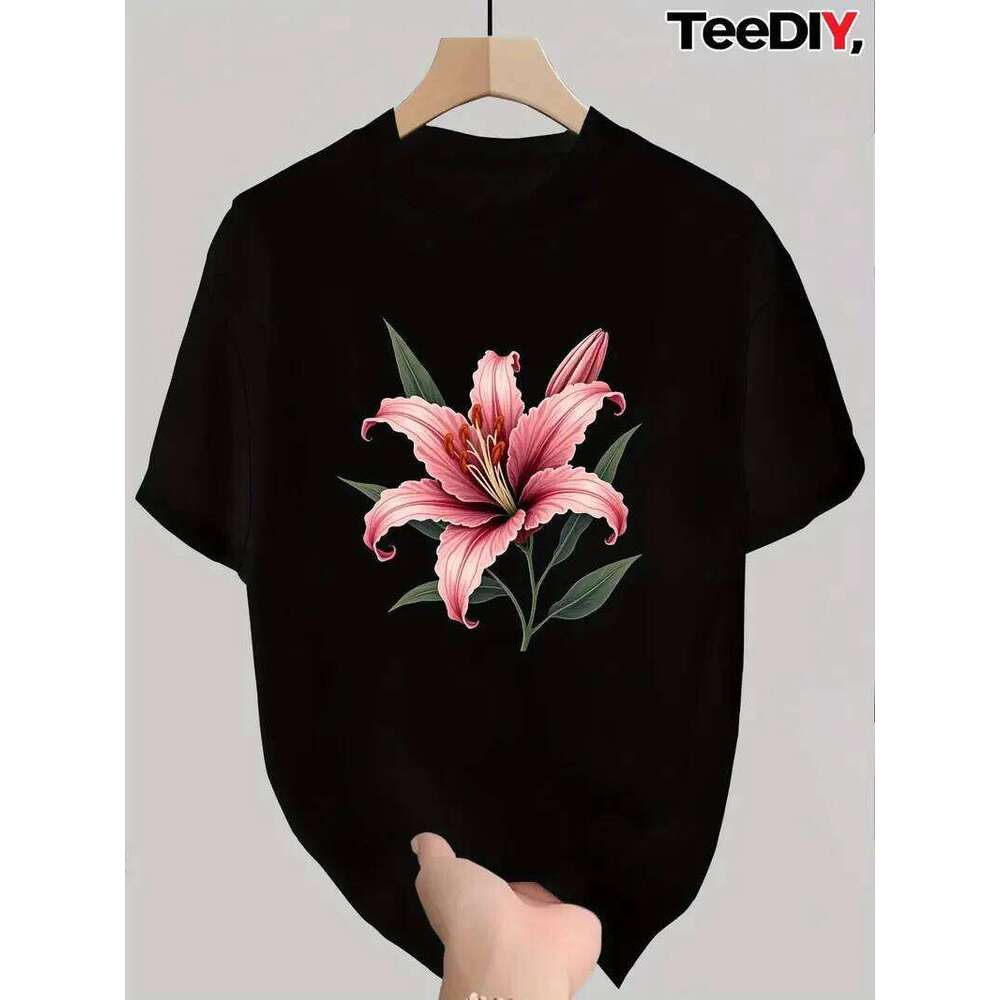 Cotton 100% European and American Duck-printed Fashionable Round-neck Short-sleeved T-shirt Women's Top Graphic T Shirts X260209