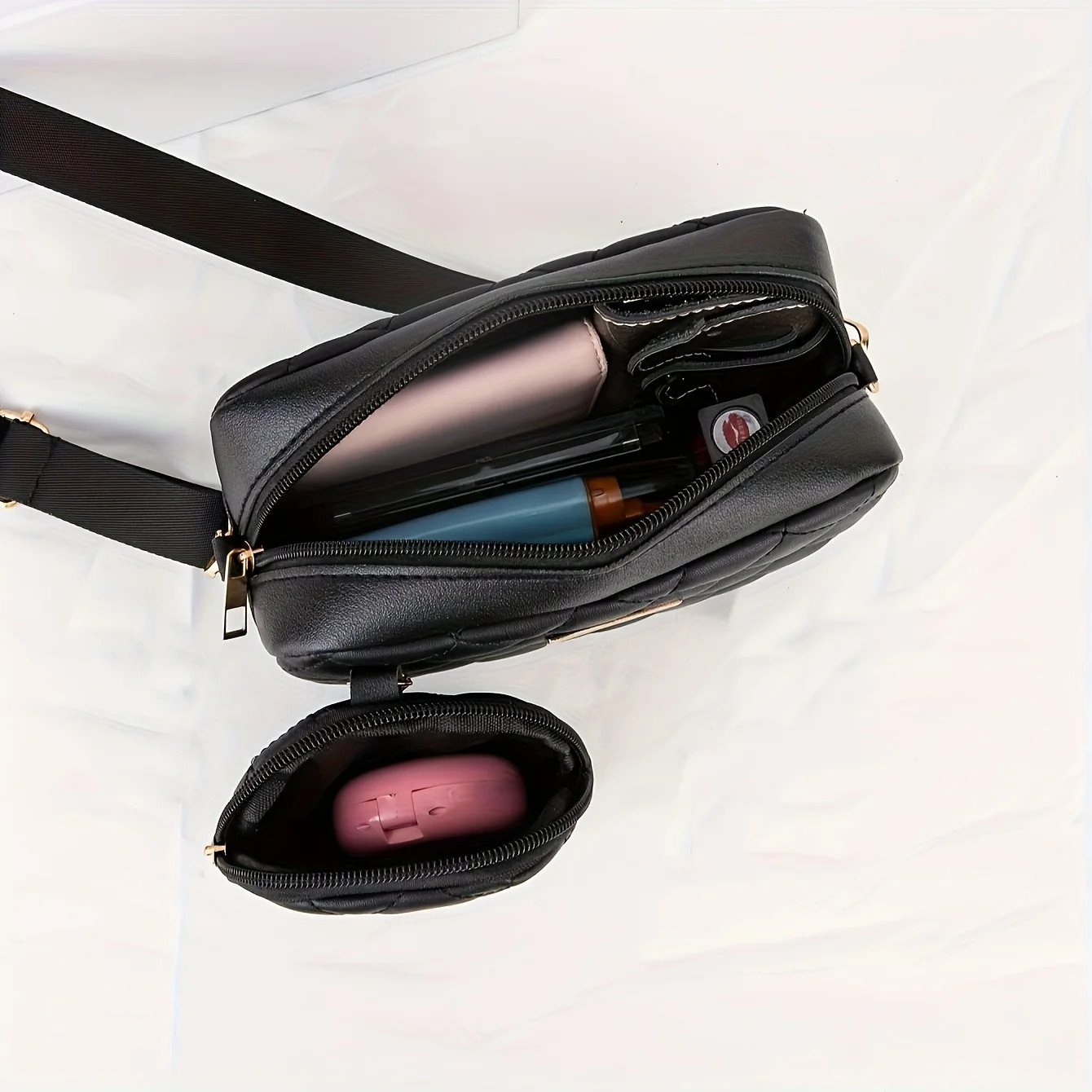 A fashionable crossbody bag set for women featuring a coin purse embroidery n adjustable shoulder strap and zipper openi 260208