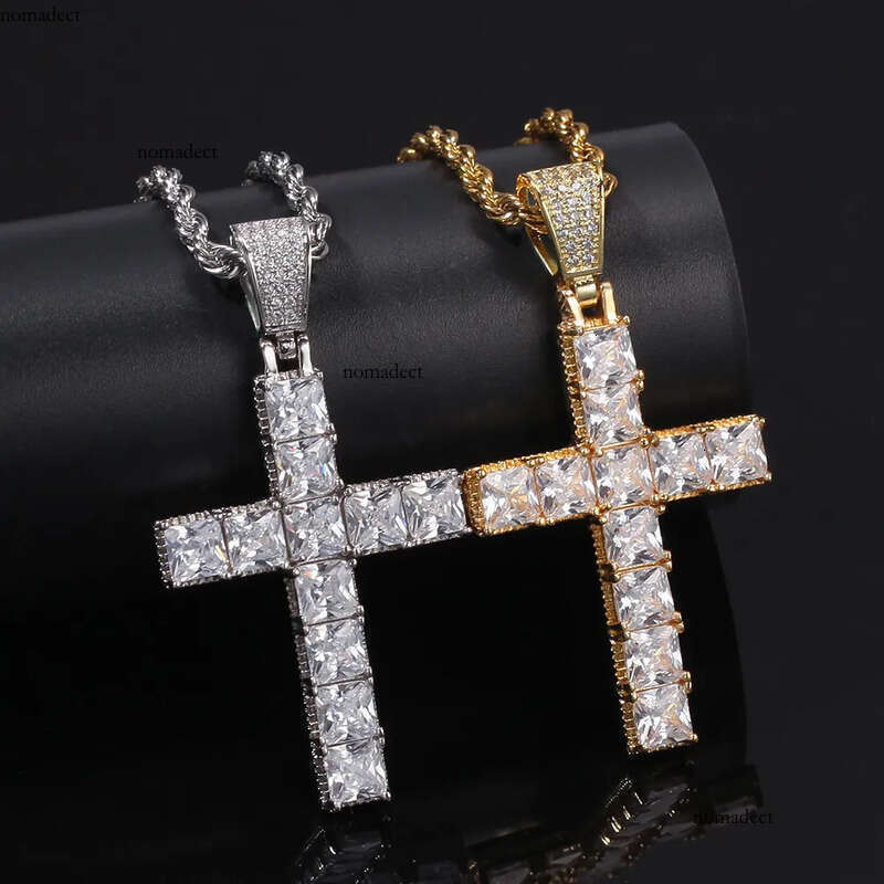 Dia Cross Necklace Mens Gold Necklaces Iced Out Pendant Hip Hop Jewelry 21