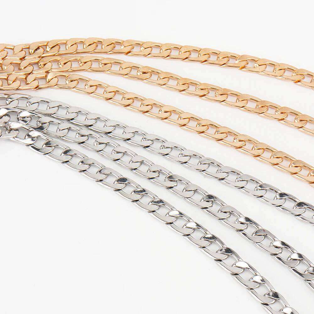 Women's fashion elastic spring waist multi-layer metal chain dress belt X260209