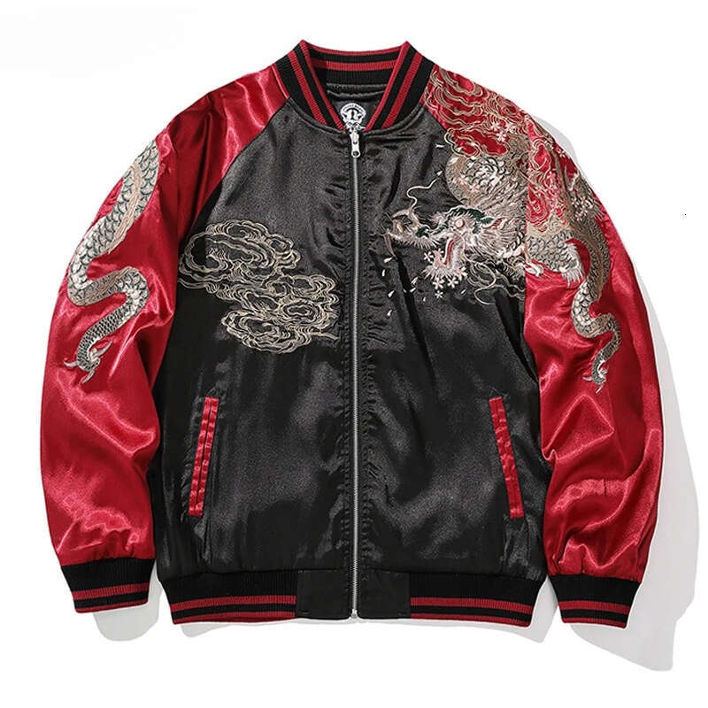 Mardi Hefxessdr Vintage Streetwear Japanese Sukajan Souvenir Spring Chinese Dragon Embroidered Loose Coat Varsity Jacket