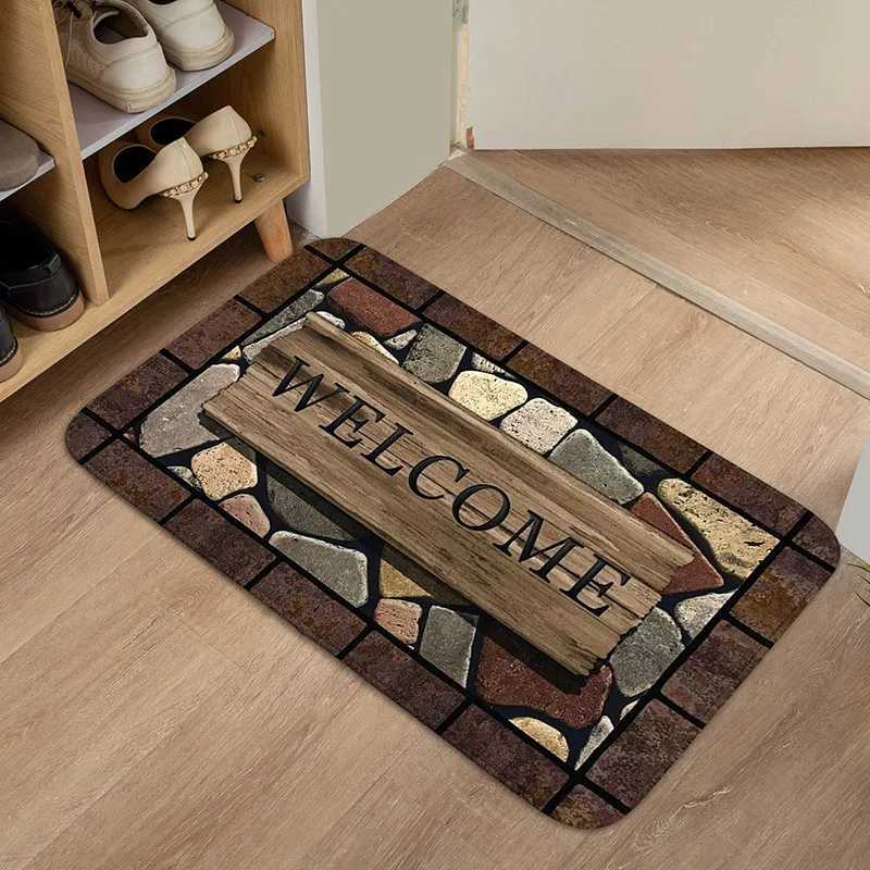 1pc Floral Letter Graphic Door Mat Doormat Carpets Rug Carpet Bath Kitchen Garden Anti-Slip Small Home Kitchen Welcome Mats S260207