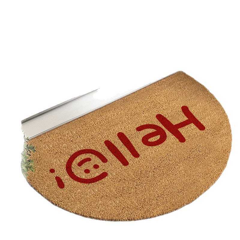 Semi-circular crystal velvet entrance doormat non-slip dustproof and dirt-resistant S260207
