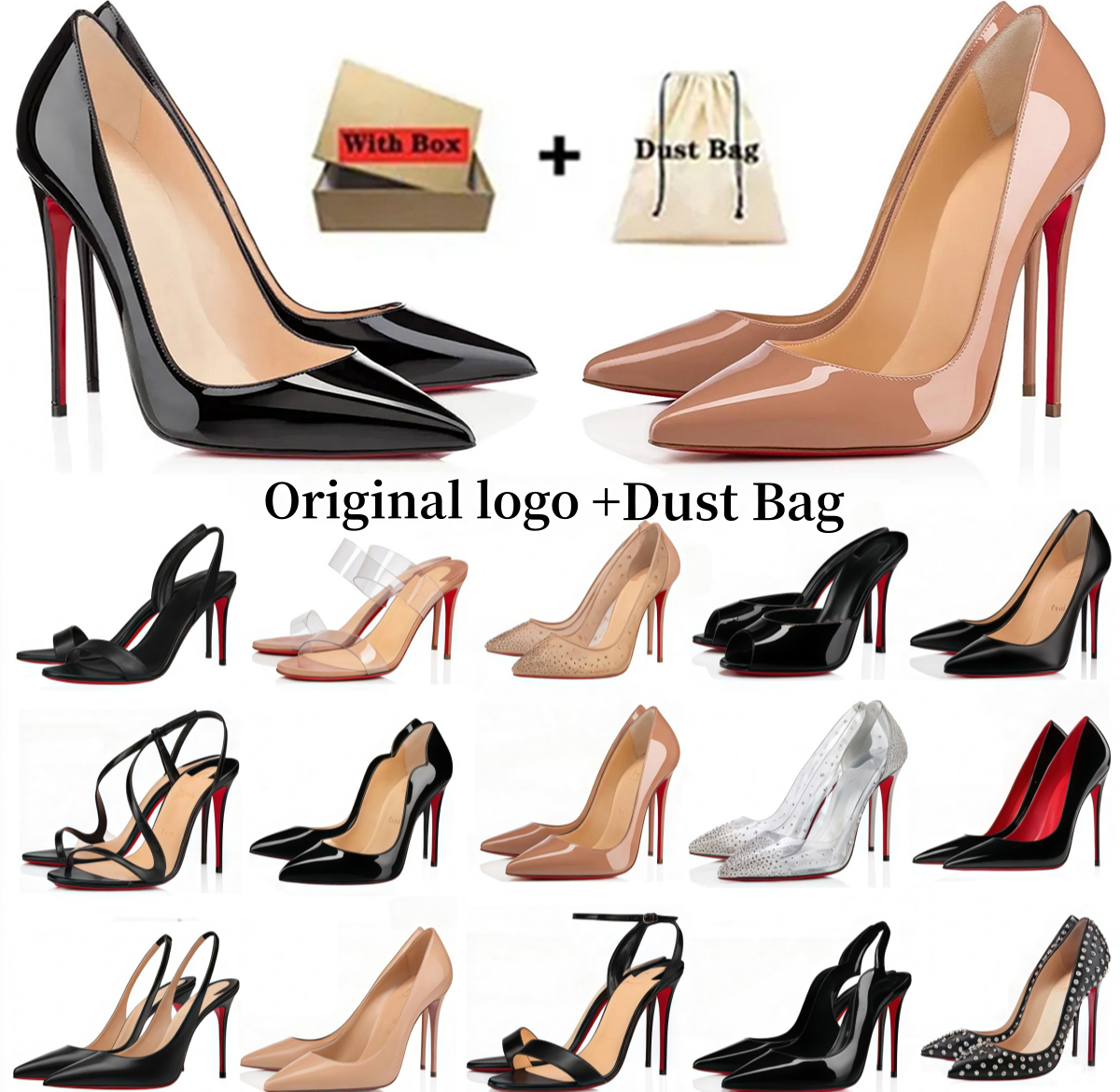 With Box Designer Women High Heels Shoes Red Peep Toe Sandals Red Bottomshoes Women 6cm 8cm 10cm 12cm Heels Nude Black Patent Leather Brand Pumps Size 36-44