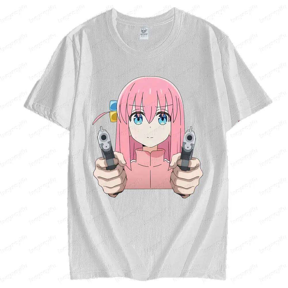 BOCCHI THE ROCK Funny Bocchi Girl Printed Short Sleeve Men Women Universal Fashion Casual Crewneck T-shirt Anime Enthusiast Tee X260209