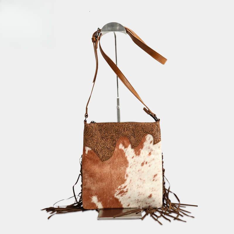 Totebag Shoulder ROSE NOIRE Bohemian New Vintage Embossed Small Square Horsehair Crossbody PU Cross Border Tassel Women S Bag Wholesale