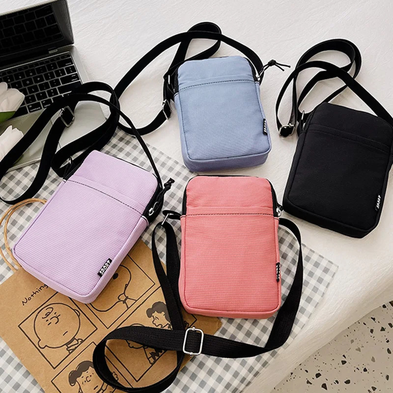 Fashionable Mini Phone Pouch Square Vertical Tote Bag Simple Shoulder Portable Lightweight Canvas Coin Crossbody 260208