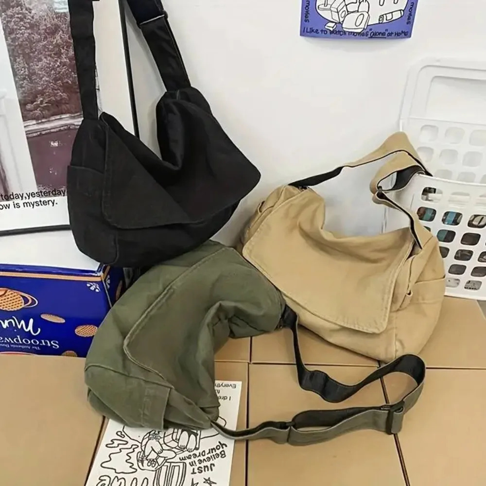 Womens Messenger Bag Vintage Handbag Canvas Teenager Shoulder Tote Bags Casual Crossbody Handbags 260208