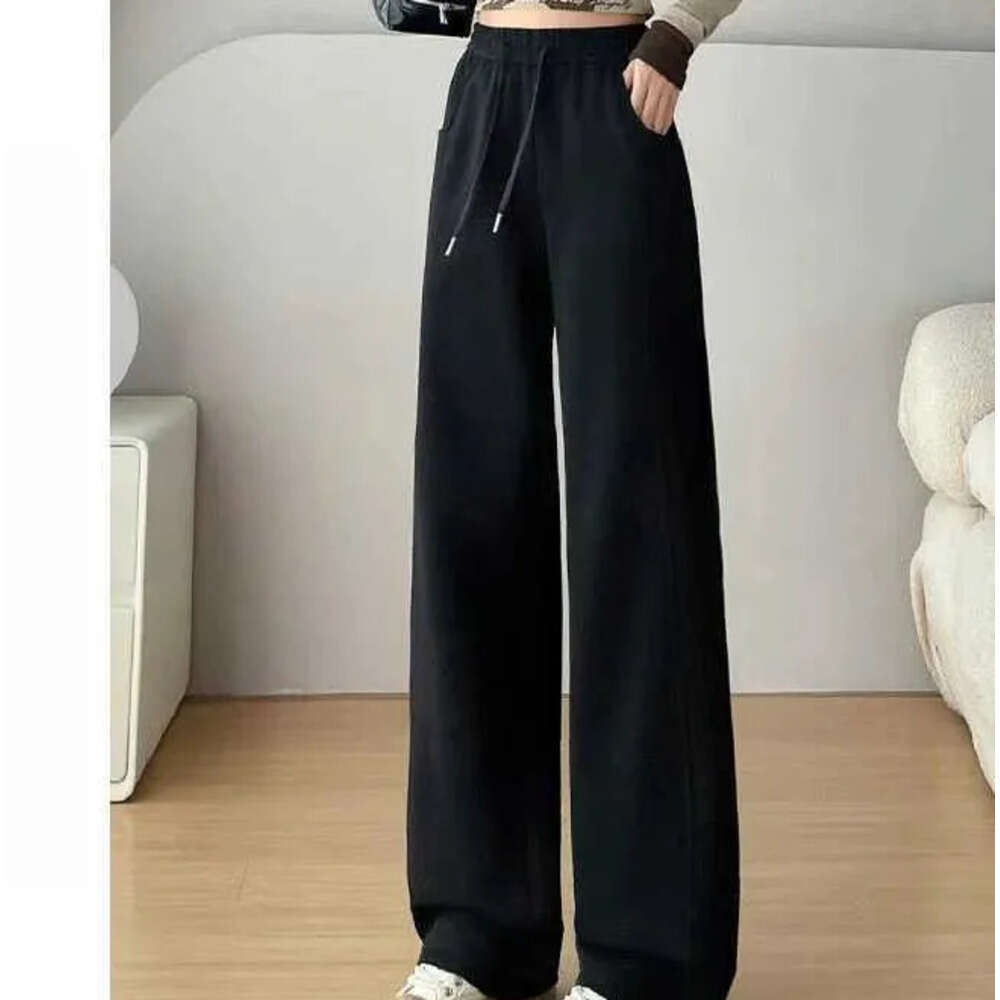 Womens Pants Extended Tall White Gray Sweatpants Women Spring Autumn Banana Plus Velvet Wideleg Winter Casual S905 H260209